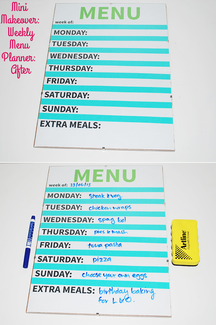 Mini Makeover: Weekly Menu Planner on Style for a Happy Home