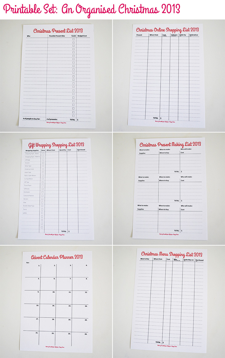 Printable Set: An Organised Christmas 2013 on Style for a Happy Home