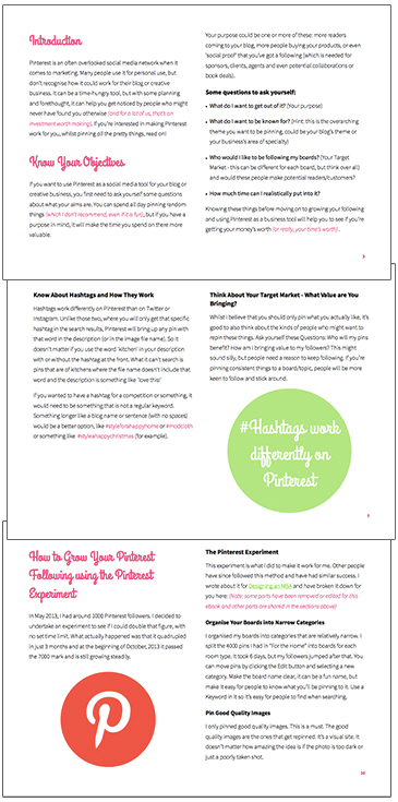 Example pages from How to Use Pinterest to Grow Your Blog or Creative Business via Style for a Happy Home