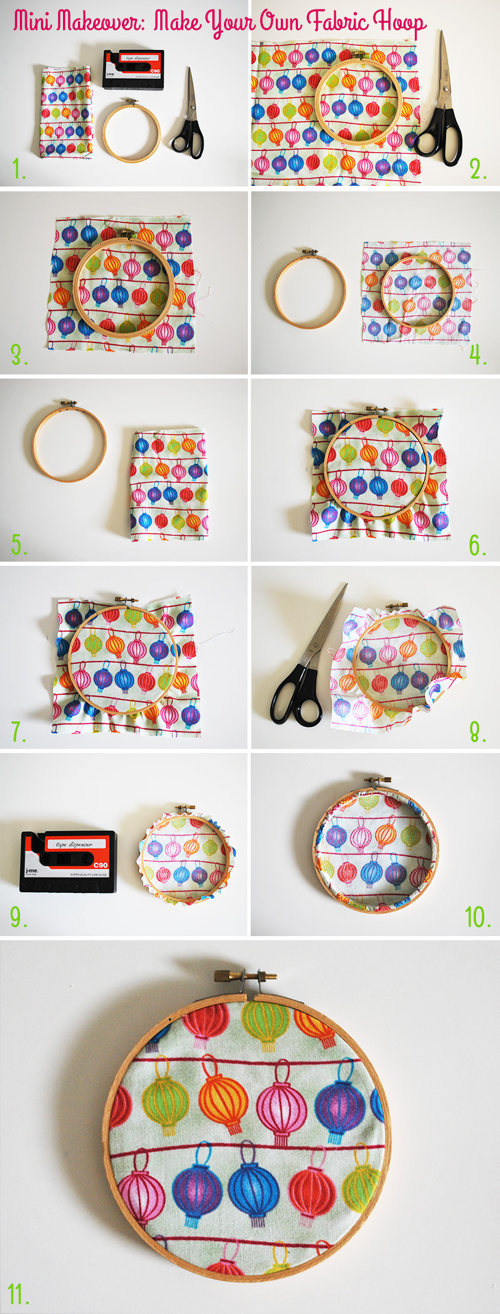 Mini Makeover: Make Your Own Fabric Hoop Instructions via Style for a Happy Home