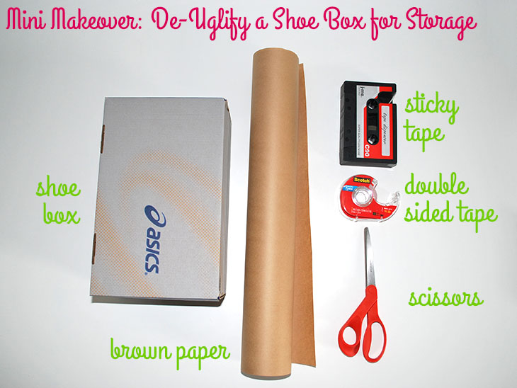 Mini Makeover: De-Uglify a Shoe Box for Storage (before) on Style for a Happy Home