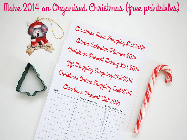 Make 2014 an Organised Christmas (free printables) on Style for a Happy Home