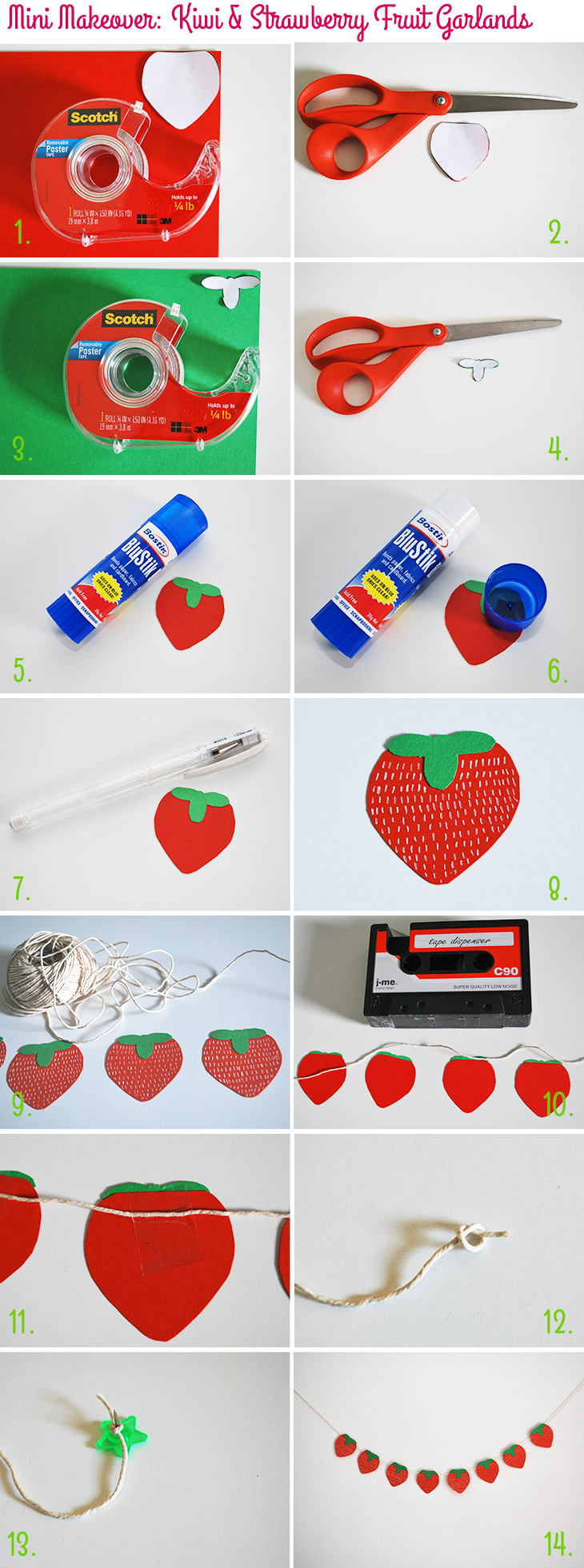 Mini Makeover: Kiwi & Strawberry Fruit Garlands - Strawberry Step by Step on Style for a Happy Home