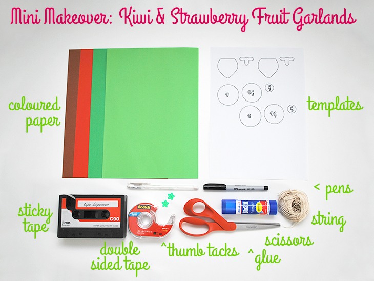 Mini Makeover: Kiwi & Strawberry Fruit Garlands (before) on Style for a Happy Home