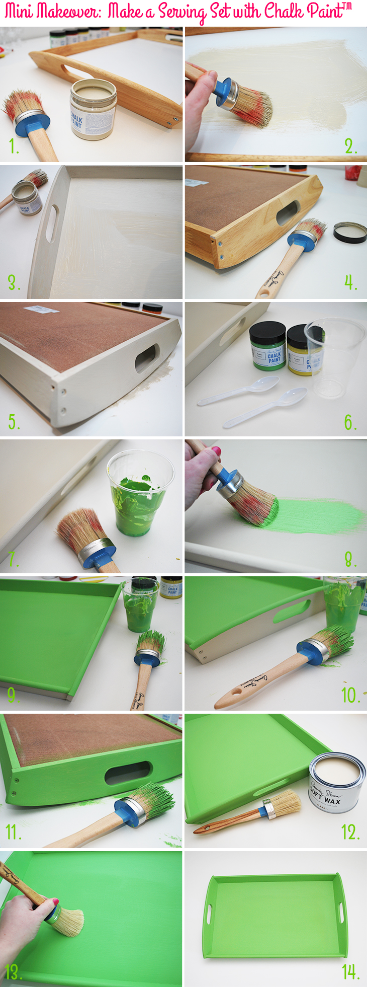 Mini Makeover: Make a Serving Set with Chalk Paint™ - Serving Tray on Style for a Happy Home // Click for DIY instructions