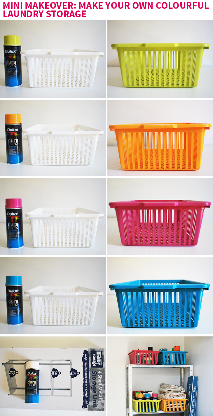 Mini Makeover: Make Your Own Colourful Laundry Storage on Style for a Happy Home // Click for full DIY