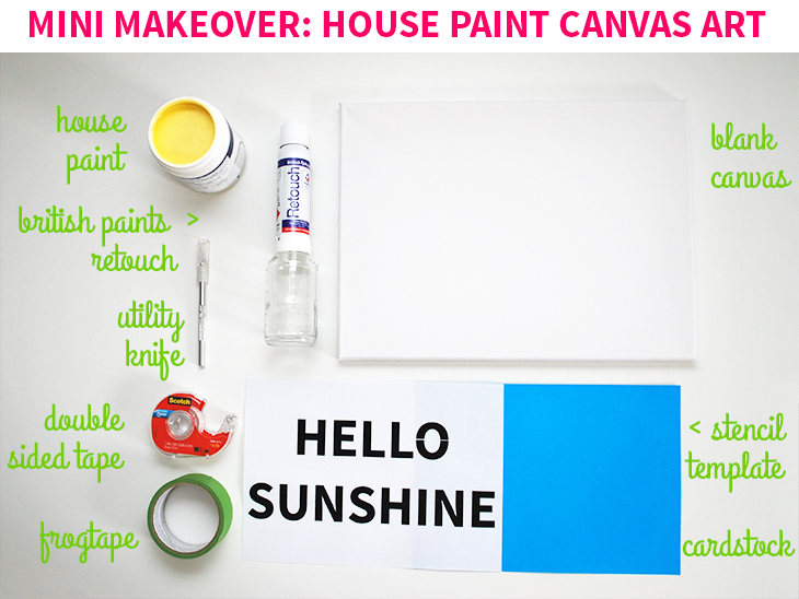 Mini Makeover: House Paint Canvas Art on Style for a Happy Home // Click for DIY