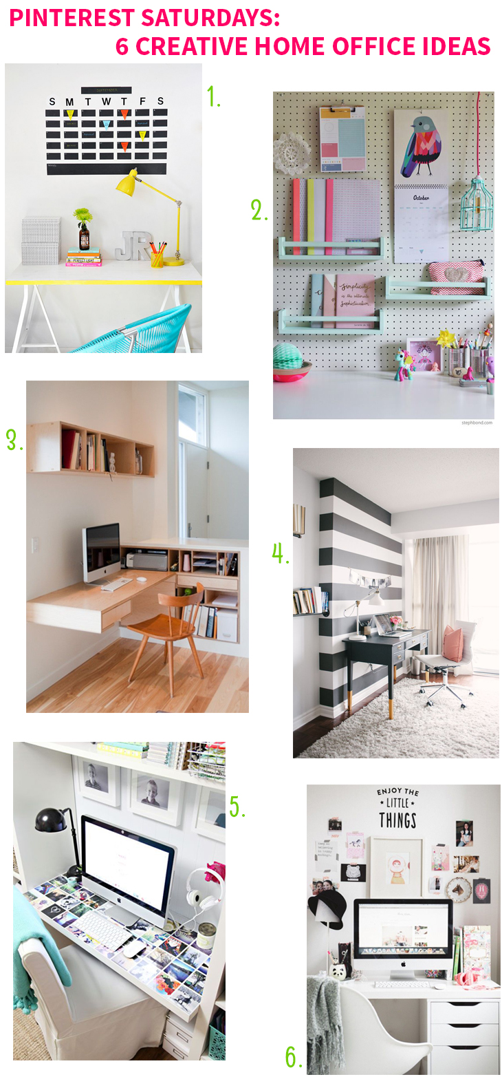 Pinterest Saturdays: 6 Creative Home Office Ideas on Style for a Happy Home // Click for details