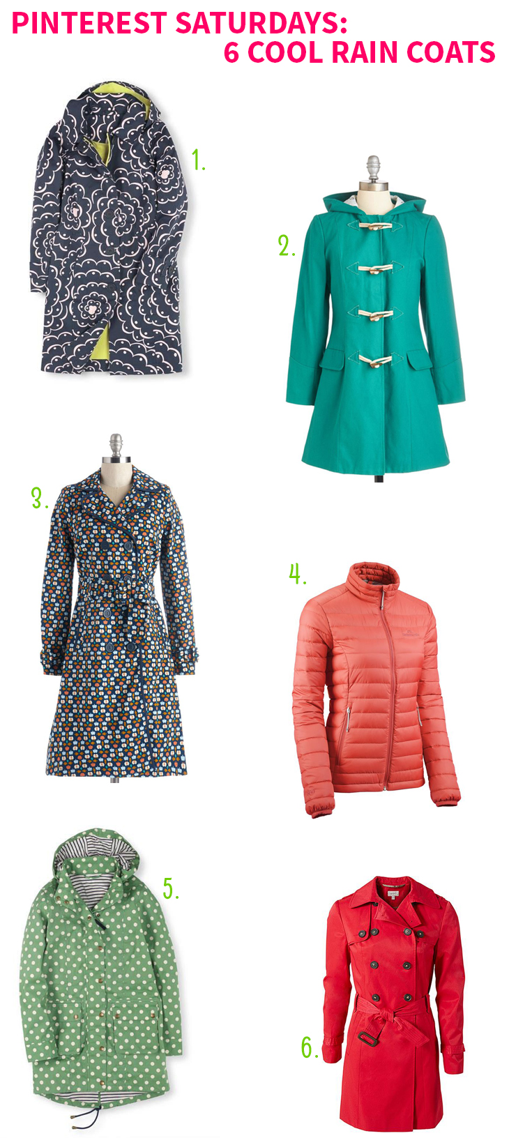 Pinterest Saturdays: 6 Cool Rain Coats on Style for a Happy Home // Click for details