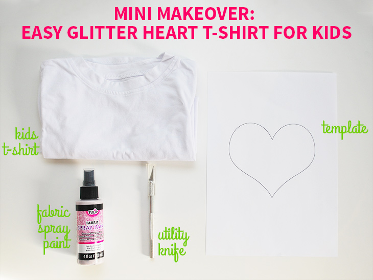 Mini Makeover: Easy Glitter Heart T-Shirt for Kids // Click for DIY