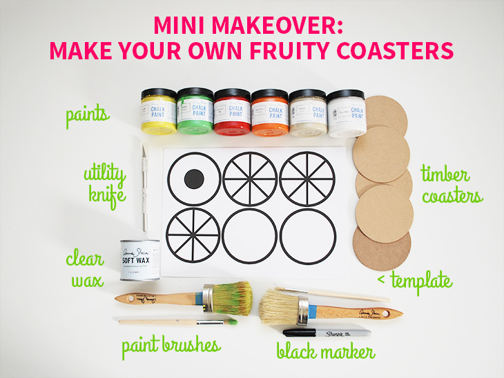 Mini Makeover: Make Your Own Fruity Coasters on Style for a Happy Home // Click for DIY