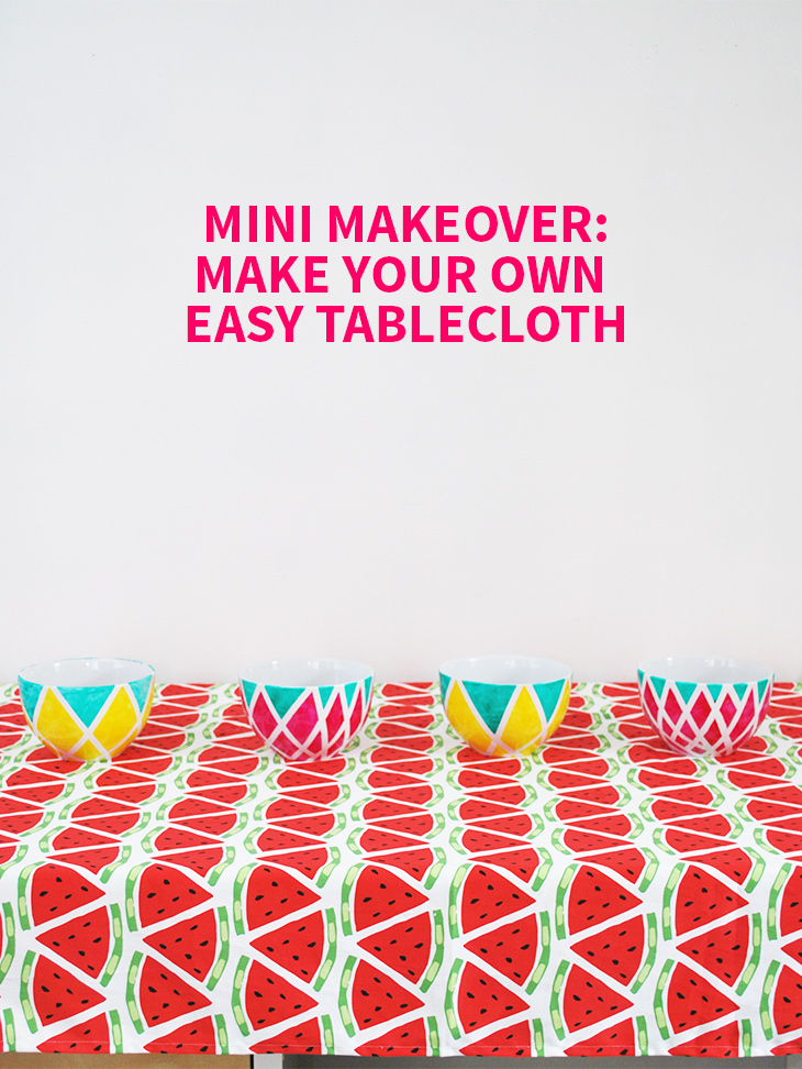Mini Makeover: Make Your Own Easy Tablecloth on Style for a Happy Home // Click for DIY