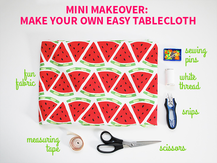 Mini Makeover: Make Your Own Easy Tablecloth on Style for a Happy Home // Click for DIY