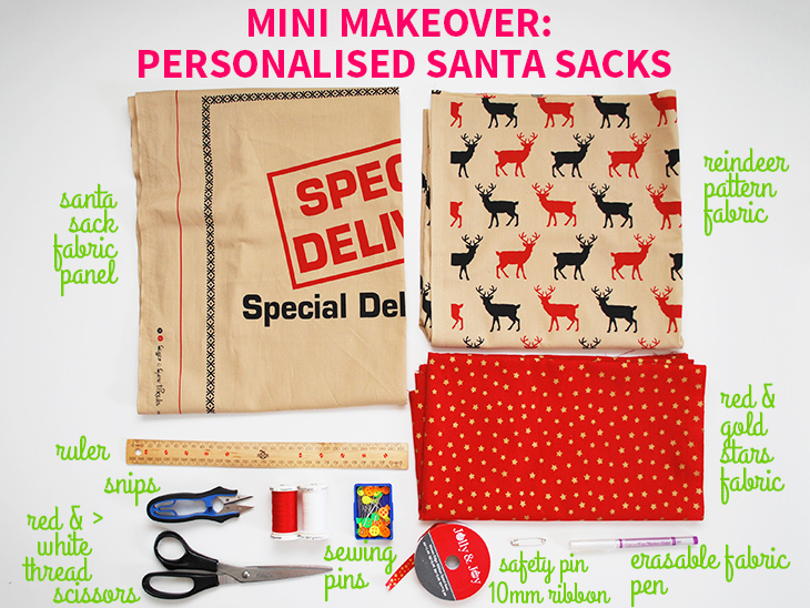 Mini Makeover: Personalised Santa Sacks on Style for a Happy Home // Click for DIY