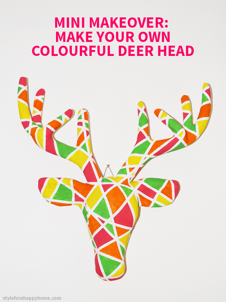 Mini Makeover: Make Your Own Colourful Deer Head on Style for a Happy Home // Click for DIY #sp