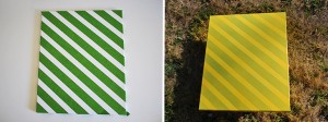 Mini Makeover: Make Your Own Striped Canvas (during) on Style for a Happy Home